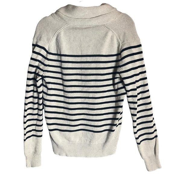 J Crew Cotton Knit Rugby Shawl Cardigan Striped Sweater Size Small Button Down - Picture 5 of 8